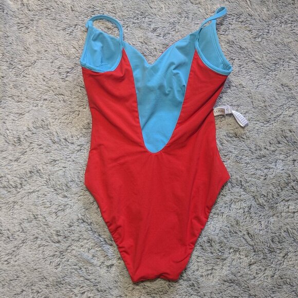 La Perla Luxury Swimsuit One Piece Red Blue Reversible Size US 32C - Picture 3 of 9